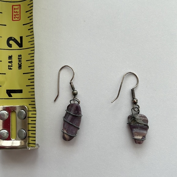 🔥Purple Natural Stone Rock 🪨 Earrings - Picture 3 of 3